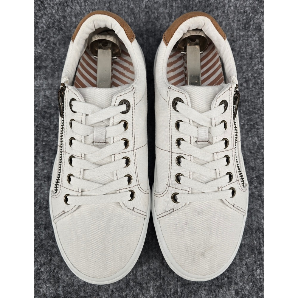 Taos Z Soul Sneakers Women 7.5 White Canvas Side Zip Low Top ZSL-13672 Orthotic - Picture 3 of 8